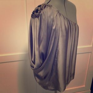 One-shoulder silk blouse